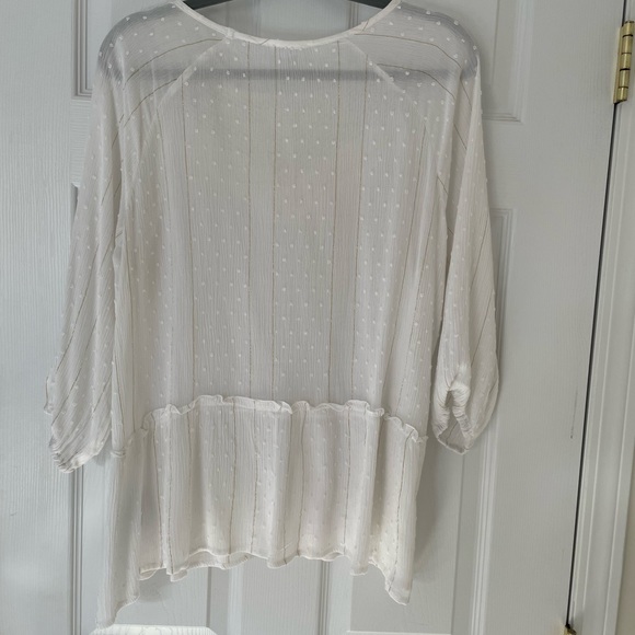 Tribal blouse. White with gold thread. US M - Picture 2 of 5